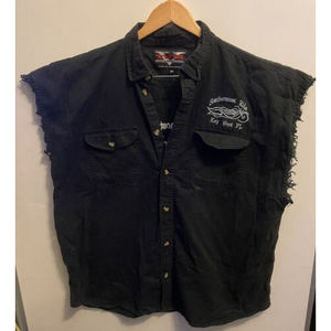 V Twin Motorcycle Apparel Black Vest Southernmost Ride Key West FL Mens 2XL